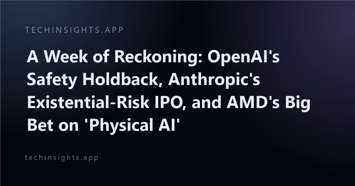 A Week of Reckoning: OpenAI's Safety Holdback, Anthropic's Existential-Risk IPO, and AMD's Big Bet on 'Physical AI'
