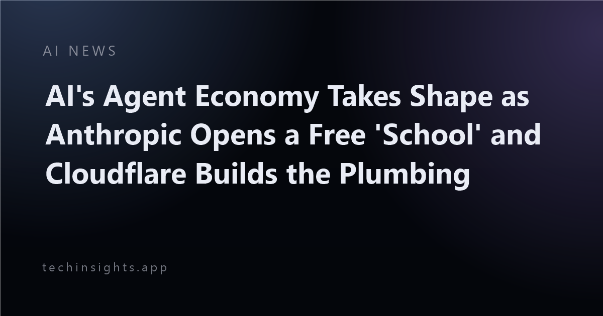AI's Agent Economy Takes Shape as Anthropic Opens a Free 'School' and Cloudflare Builds the Plumbing