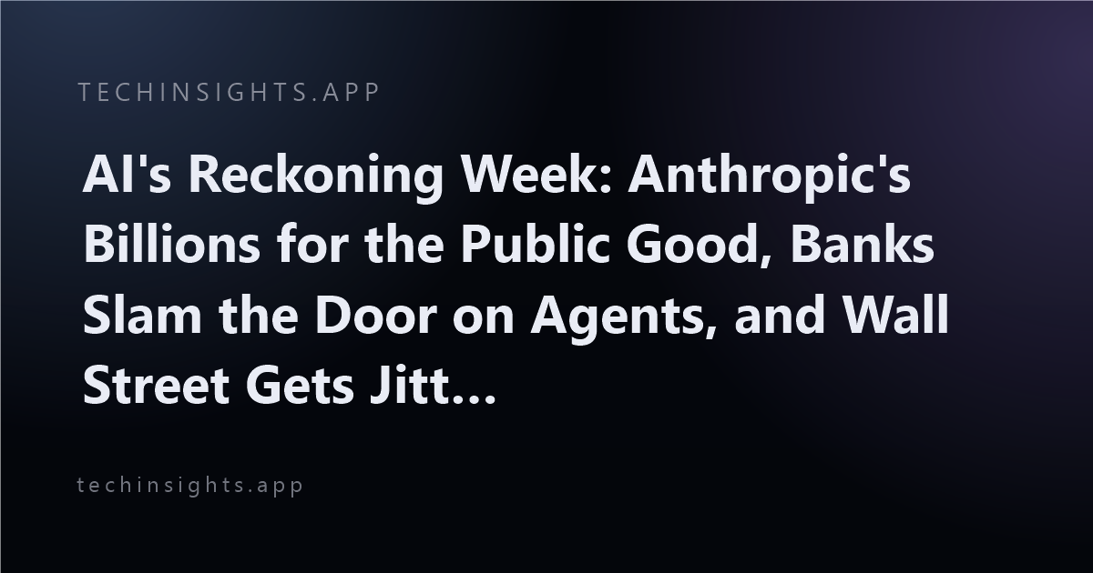 AI's Reckoning Week: Anthropic's Billions for the Public Good, Banks Slam the Door on Agents, and Wall Street Gets Jittery