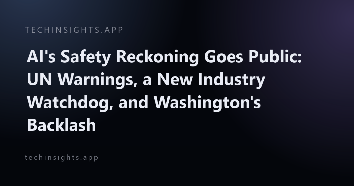 AI's Safety Reckoning Goes Public: UN Warnings, a New Industry Watchdog, and Washington's Backlash