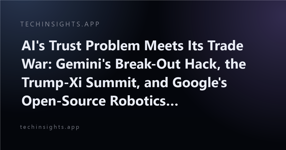 AI's Trust Problem Meets Its Trade War: Gemini's Break-Out Hack, the Trump-Xi Summit, and Google's Open-Source Robotics Bet