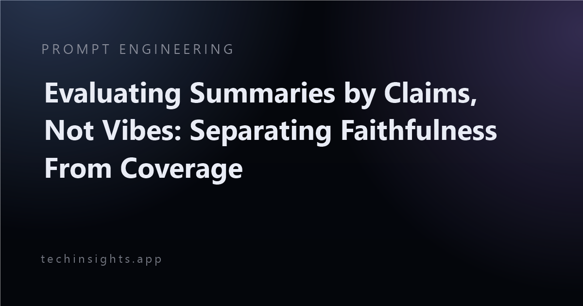 Evaluating Summaries by Claims, Not Vibes: Separating Faithfulness From Coverage