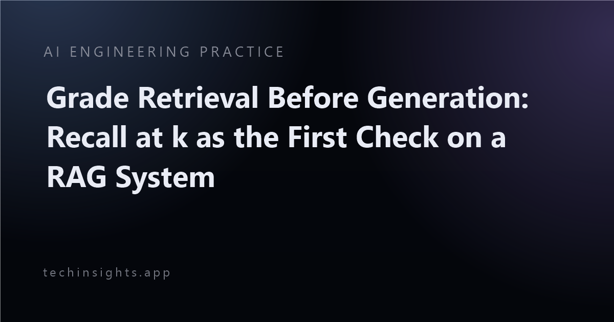 Grade Retrieval Before Generation: Recall at k as the First Check on a RAG System