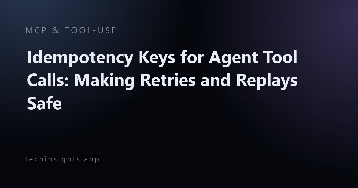 Idempotency Keys for Agent Tool Calls: Making Retries and Replays Safe