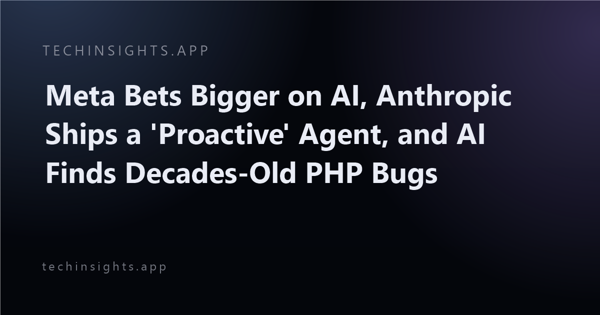 Meta Bets Bigger on AI, Anthropic Ships a 'Proactive' Agent, and AI Finds Decades-Old PHP Bugs
