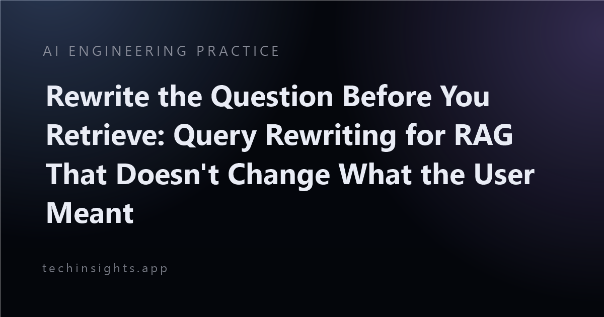 Rewrite the Question Before You Retrieve: Query Rewriting for RAG That Doesn't Change What the User Meant