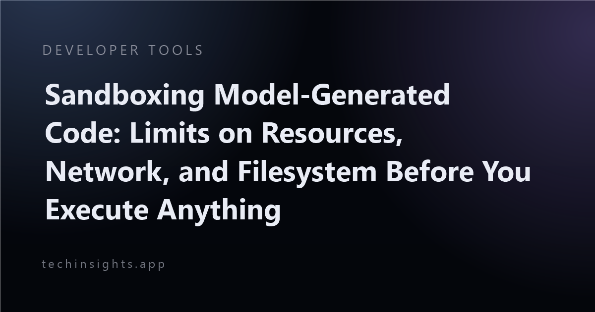 Sandboxing Model-Generated Code: Limits on Resources, Network, and Filesystem Before You Execute Anything